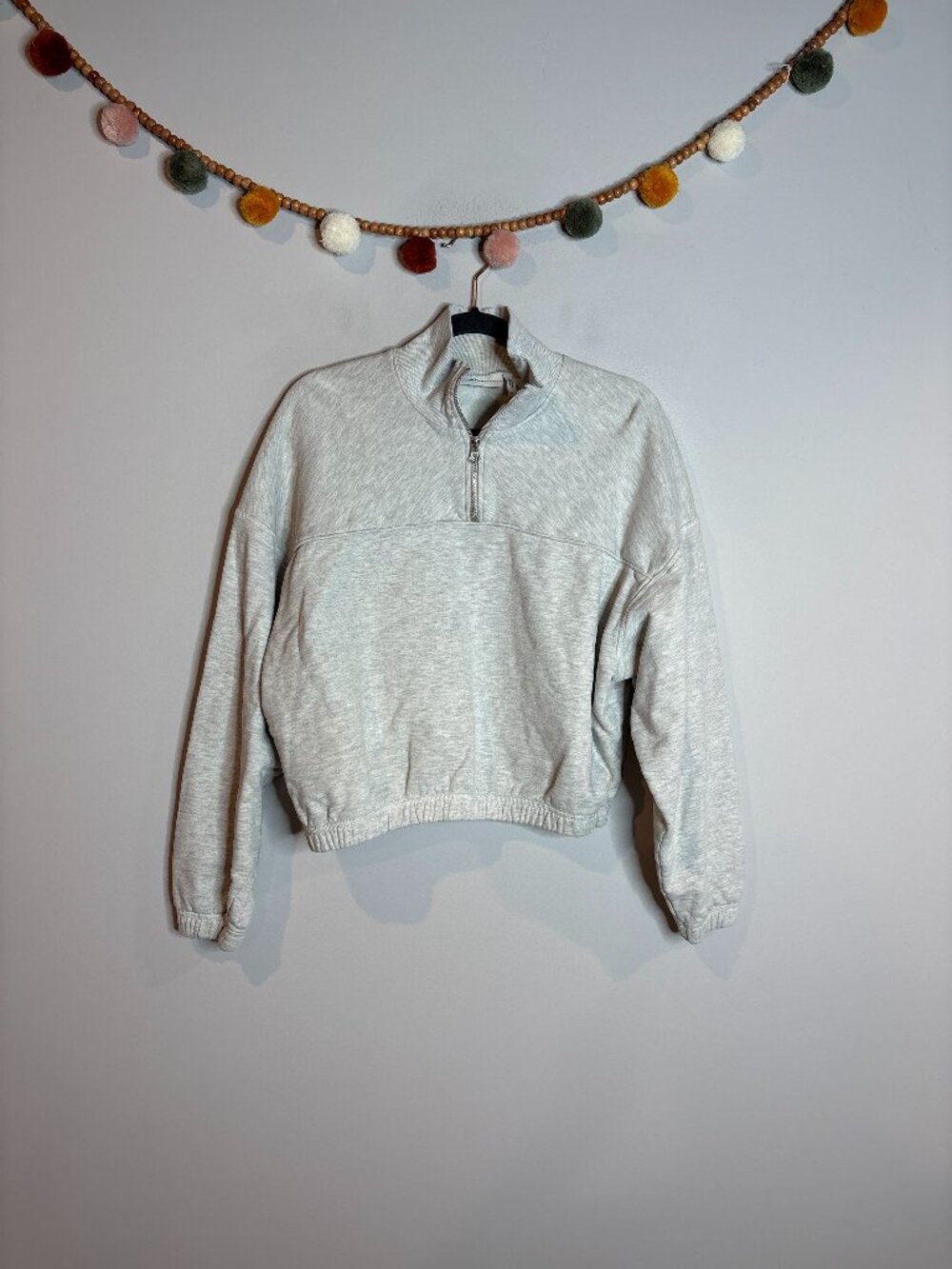 Weekday Lou Zip Front Sweatshirt Heathered Grey